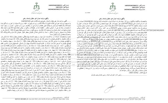مزایده ششداننگ یک قطعه آپارتمان پلاک ثبتی 72 فرعی از 132 اصلی