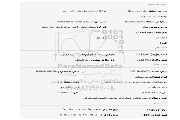 مزایده، یک عدد سیمکارت
