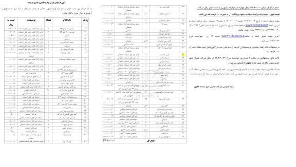فراخوان فروش لوازم خانگی و اداری فرسوده