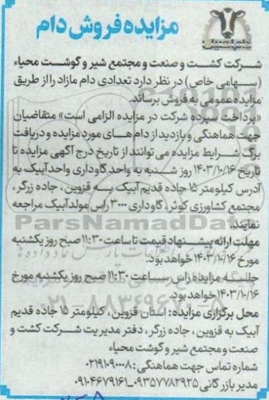مزایده فروش دام