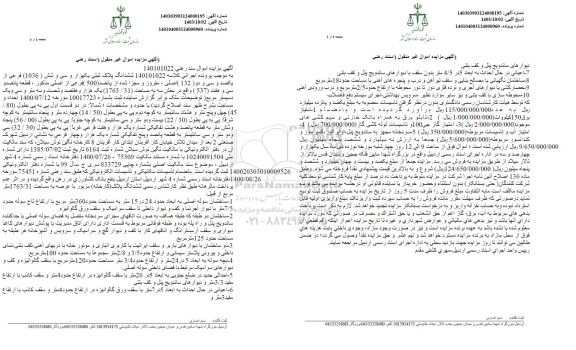 مزایده ششدانگ پلاک ثبتی (1036) فرعی از (132 ) اصلی