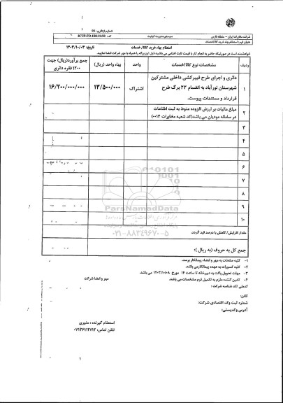 استعلام دائری و اجرای طرح فیبرکشی داخلی مشترکین شهرستان نورآباد