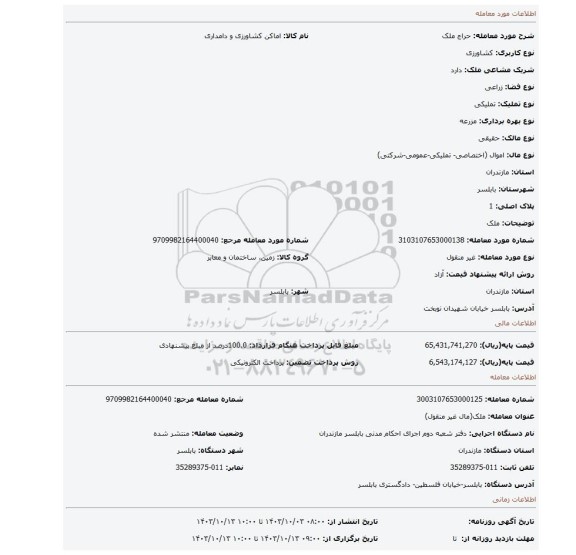 مزایده، ملک