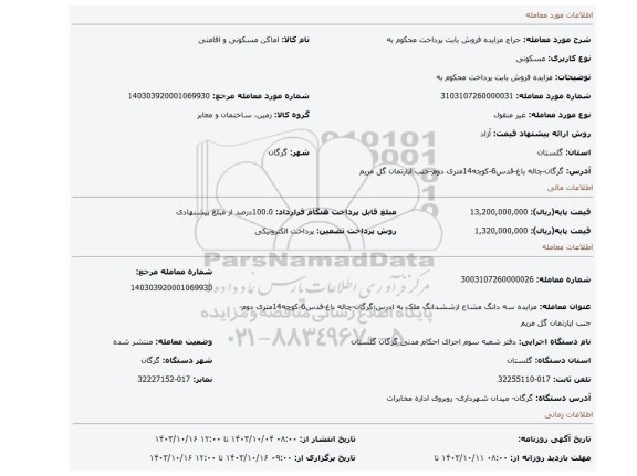 مزایده، مزایده فروش بابت پرداخت محکوم به