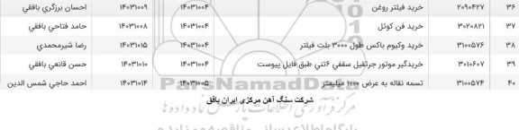 استعلام خرید فیلتر روغن و ...