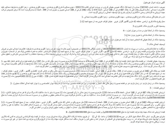 مزایده شش دانگ املاک