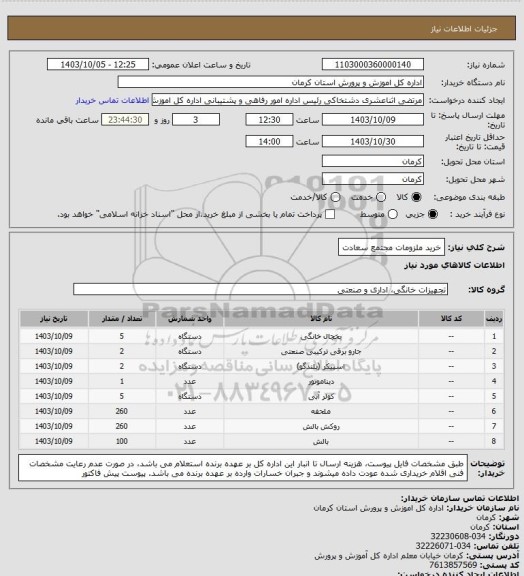 استعلام خرید ملزومات مجتمع سعادت