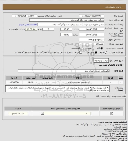 استعلام درخت و درختچه