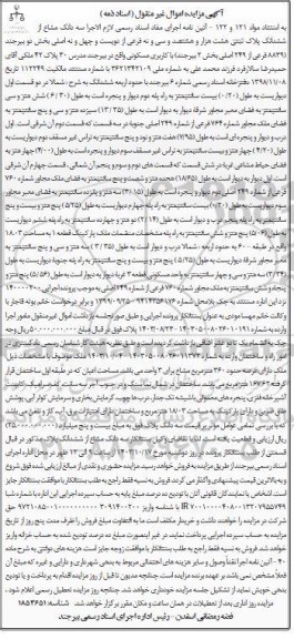 مزایده سه دانگ مشاع از ششدانگ پلاک ثبتی 8839 فرعی از 249 اصلی