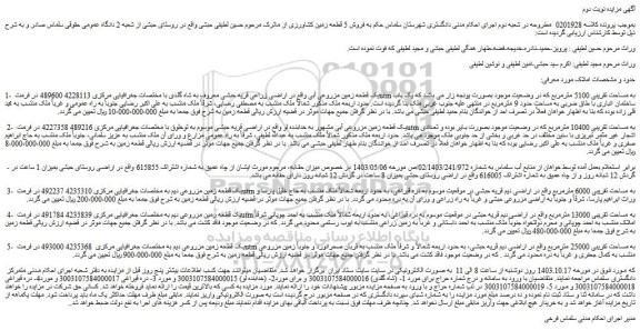 مزایده یک قطعه زمین مزروعی آبی