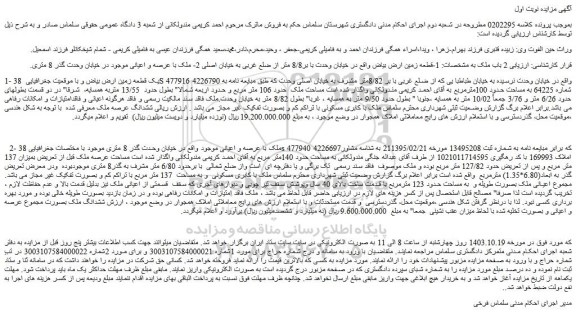 مزایده 2 باب ملک