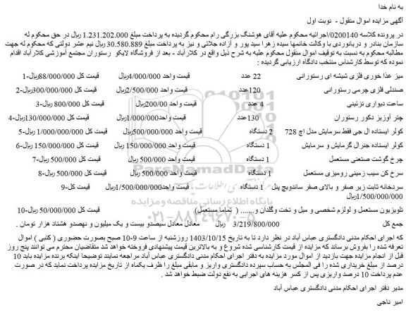 مزایده میز غذا خوری فلزی شیشه ای رستورانی ....