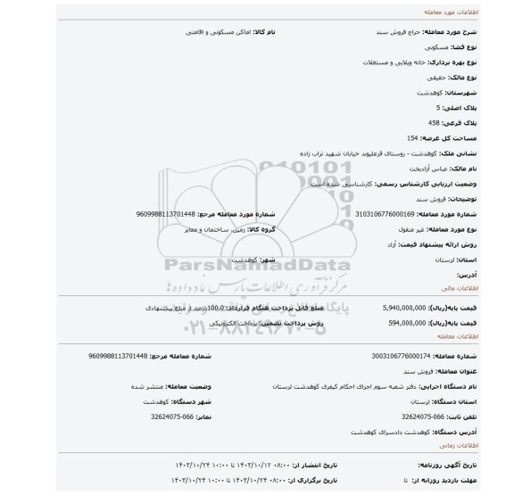 مزایده، فروش سند