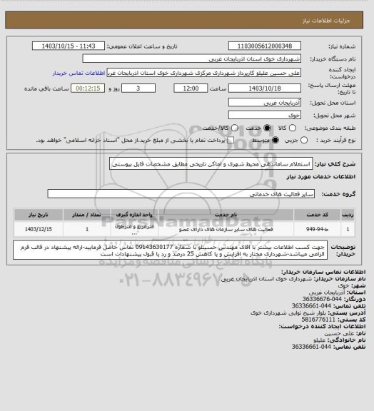 استعلام استعلام ساماندهی محیط شهری و اماکن تاریخی مطابق مشخصات فایل پیوستی