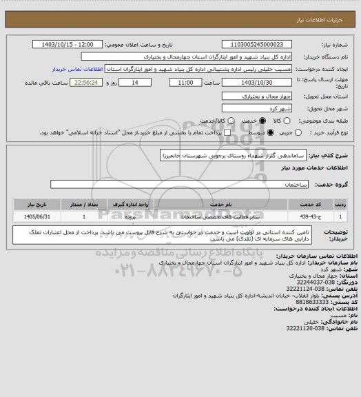 استعلام ساماندهی گلزار شهداء روستای برجویی شهرستان خانمیرزا