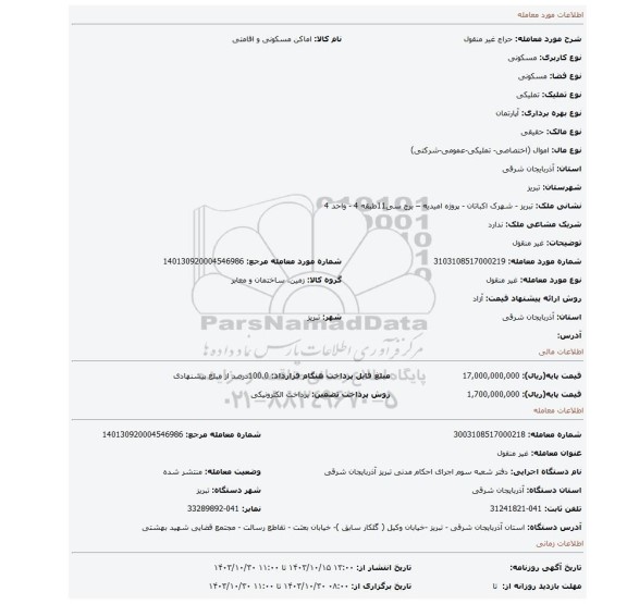 مزایده، غیر منقول