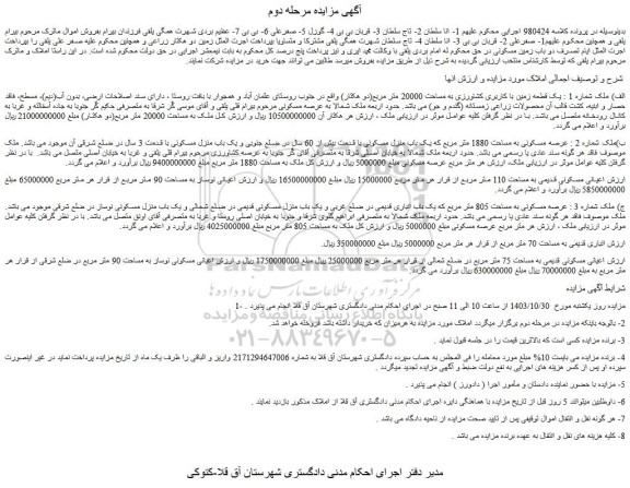 مزایده یک قطعه زمین با کاربری کشاورزی به مساحت 20000 متر مربع