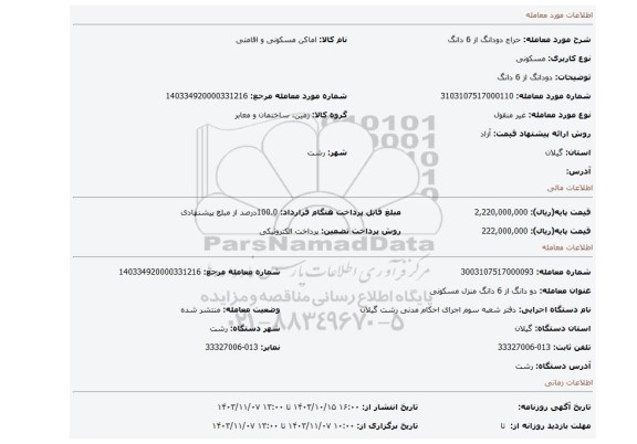مزایده، دودانگ از 6 دانگ