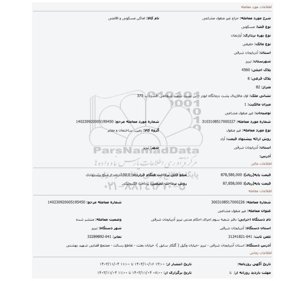 مزایده، غیر منقول مشاعی