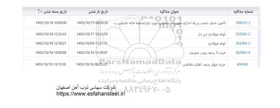 استعلام تامین ،حمل ، نصب و راه اندازی تجهیزات تکمیلی ....