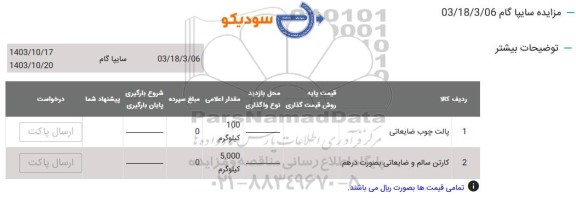 مزایده پالت چوب ضایعاتی...