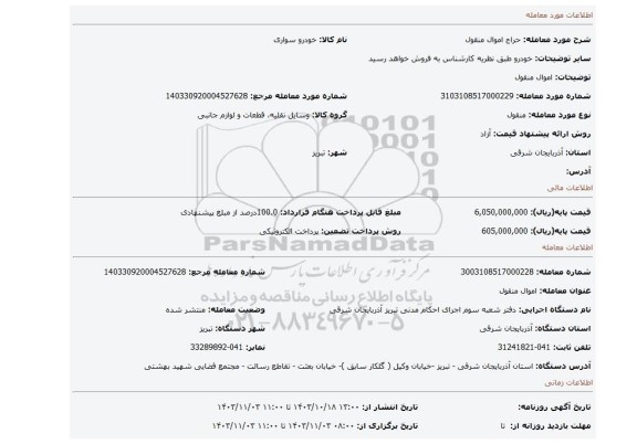 مزایده، اموال منقول