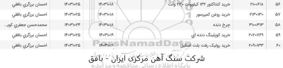 استعلام خریدکنتاکتور 132 کیلووات 230 ولت و ... 