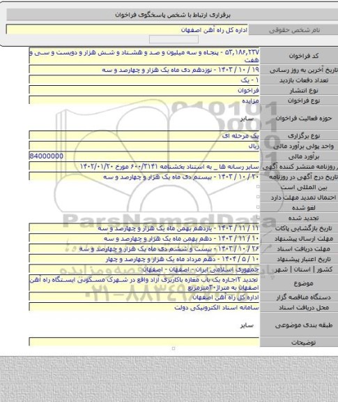 مزایده, تجدید ۲اجاره یک باب مغازه باکاربری آزاد واقع در شهرک مسکونی ایستگاه راه آهن اصفهان به متراژ۳۰مترمربع