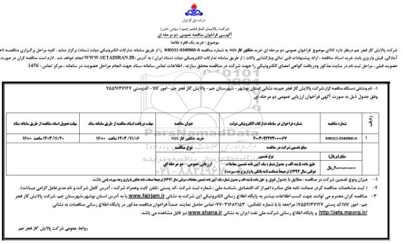 مناقصه  خرید دتکتور گاز H2S