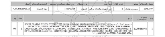 استعلام سیستم کوتینگ