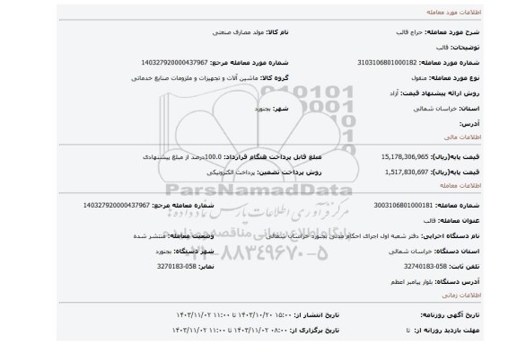مزایده، قالب