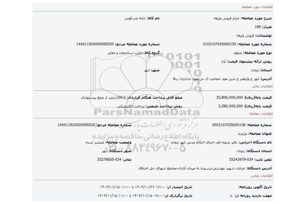 مزایده، فروش وثیقه