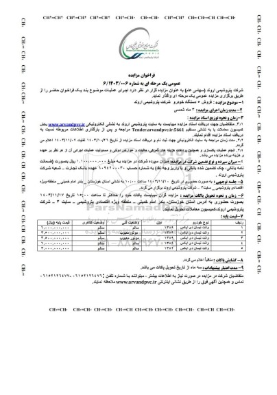 مزایده عمومی فروش 5 دستگاه خودرو شرکت