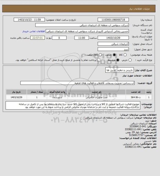 استعلام بازبینی و تنظیم دوربین ها
