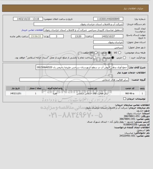 استعلام جمع آوری بدهی قبوض آب در سطح شهرستان سرخس
علیرضا رحیمی راد 09150646520