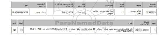 استعلام اقلام عمومی برقی