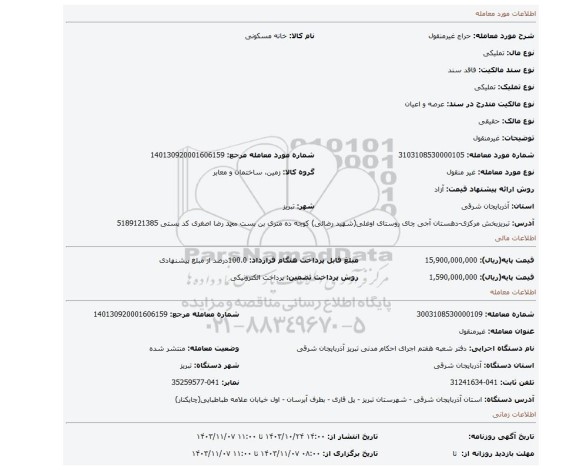 مزایده، غیرمنقول
