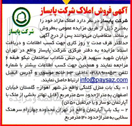مزایده فروش یک باب منزل کلنگی و...