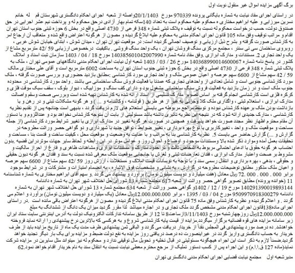 مزایده ملک تجاری