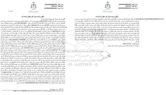 مزایده سه دانگ مشاع از ششدانگ یک قطعه تجاری 
