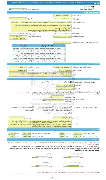 مناقصه، مناقصه عمومی یک مرحله ای احداث باکس ولوهاحدفاصل محدوده ریخان کیلومتر 500.298 تا ازنا سگوند کیلومتر 500.398