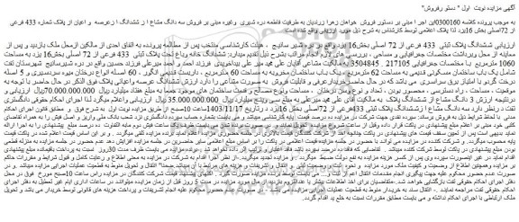 مزایده ششدانگ خانه وباغ تحت پلاک ثبتی 433 فرعی از 72 اصلی