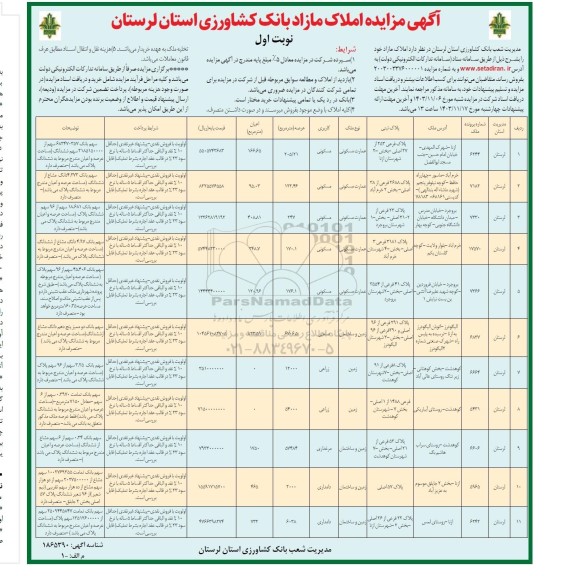 مزایده فروش املاک مازاد