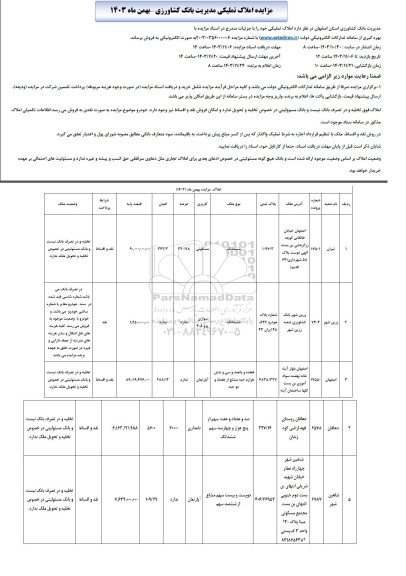  اگهی مزایده املاک تملیکی و سواری پژو 405