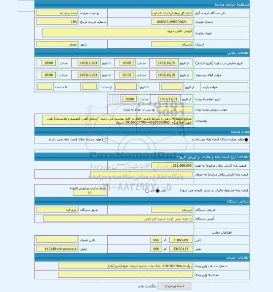 مزایده ، فروش داغی دورود