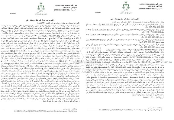 مزایده ششدانگ پلاک شماره 435 فرعی از 13 اصلی