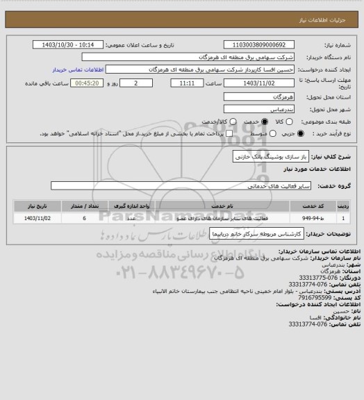 استعلام  باز سازی بوشینگ بانک خازنی