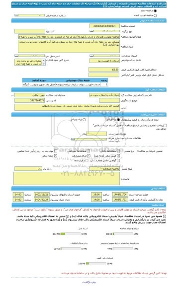 مناقصه، مناقصه عمومی همزمان با ارزیابی (یکپارچه) یک مرحله ای عملیات حفر دو حلقه چاه آب شرب با تهیه لوله جدار در سطح شرکت آب و فاضلاب جنوب غربی استان تهران(بخش 22)