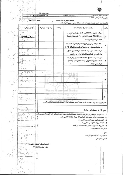 استعلام اجرای حفاری و کابلکشی، طرح های فیبر نوری در زون 