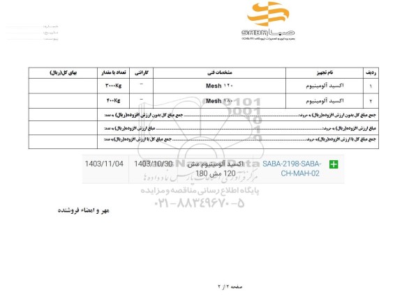 استعلام اکسید آلومینیوم 